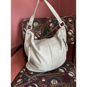 B. Makowski gray soft pebbled leather handbag tote purse shoulder bag